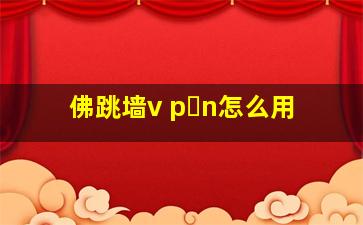 佛跳墙v p n怎么用